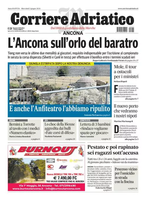 Prima-pagina-corriere adriatico-edizione-di-oggi-05-06-2024